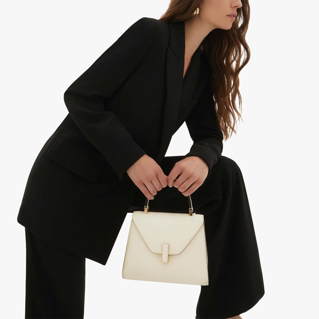 Valextra Iside: Borsa a mano Mini in Pelle Bianca | Valextra Consegna Veloce