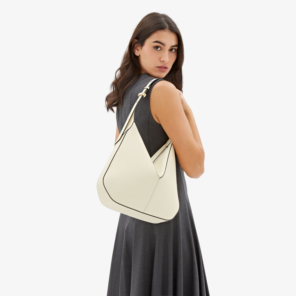 Valextra Borsa hobo da Donna di Lusso in pelle Bianca | Valextra Vivi Shopping Online