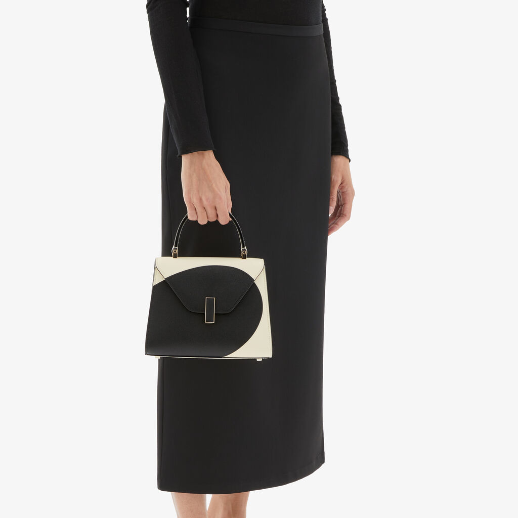 Valextra Borsa a mano da Donna Mini in Pelle Bianca e Nera | Valextra Iside Online