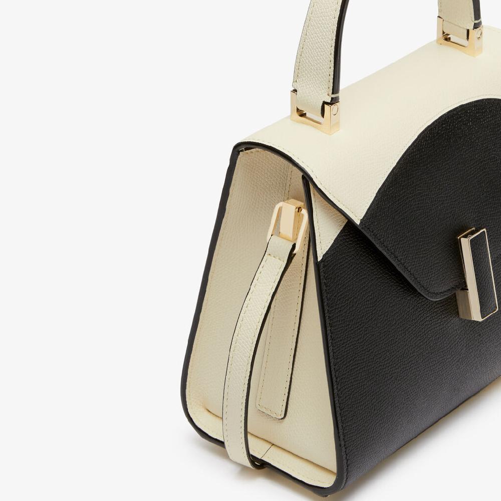 Valextra Borsa a mano da Donna Mini in Pelle Bianca e Nera | Valextra Iside Online