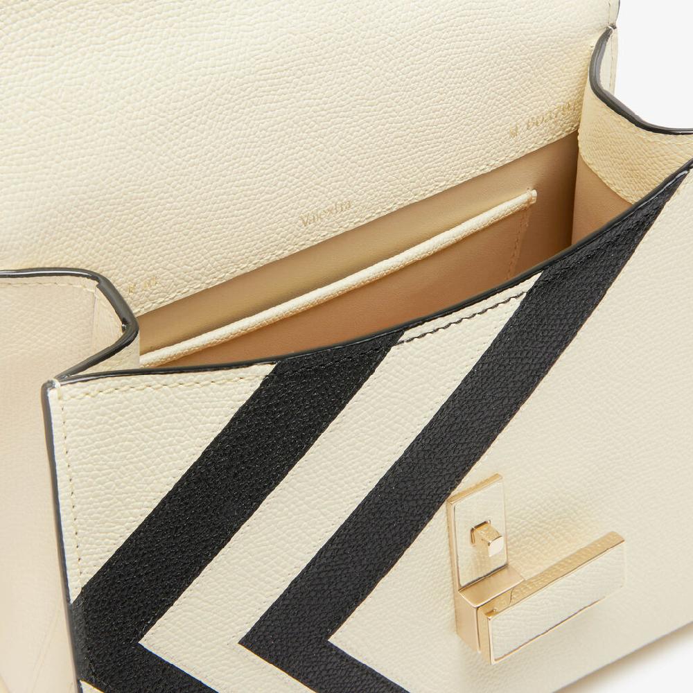 Valextra Borsa a mano Donna Pelle intarsia Bianca e Nera | Valextra Iside Outlet