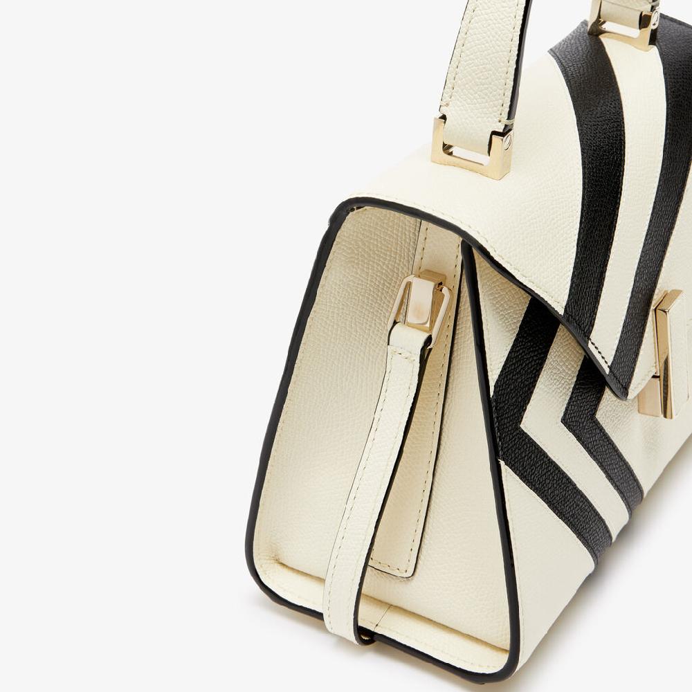 Valextra Borsa a mano Donna Pelle intarsia Bianca e Nera | Valextra Iside Outlet