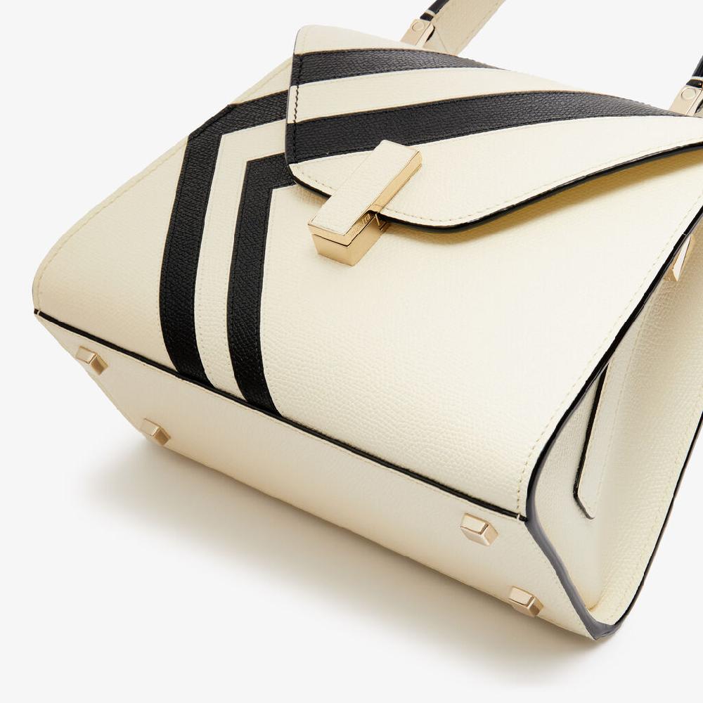 Valextra Borsa a mano Donna Pelle intarsia Bianca e Nera | Valextra Iside Outlet