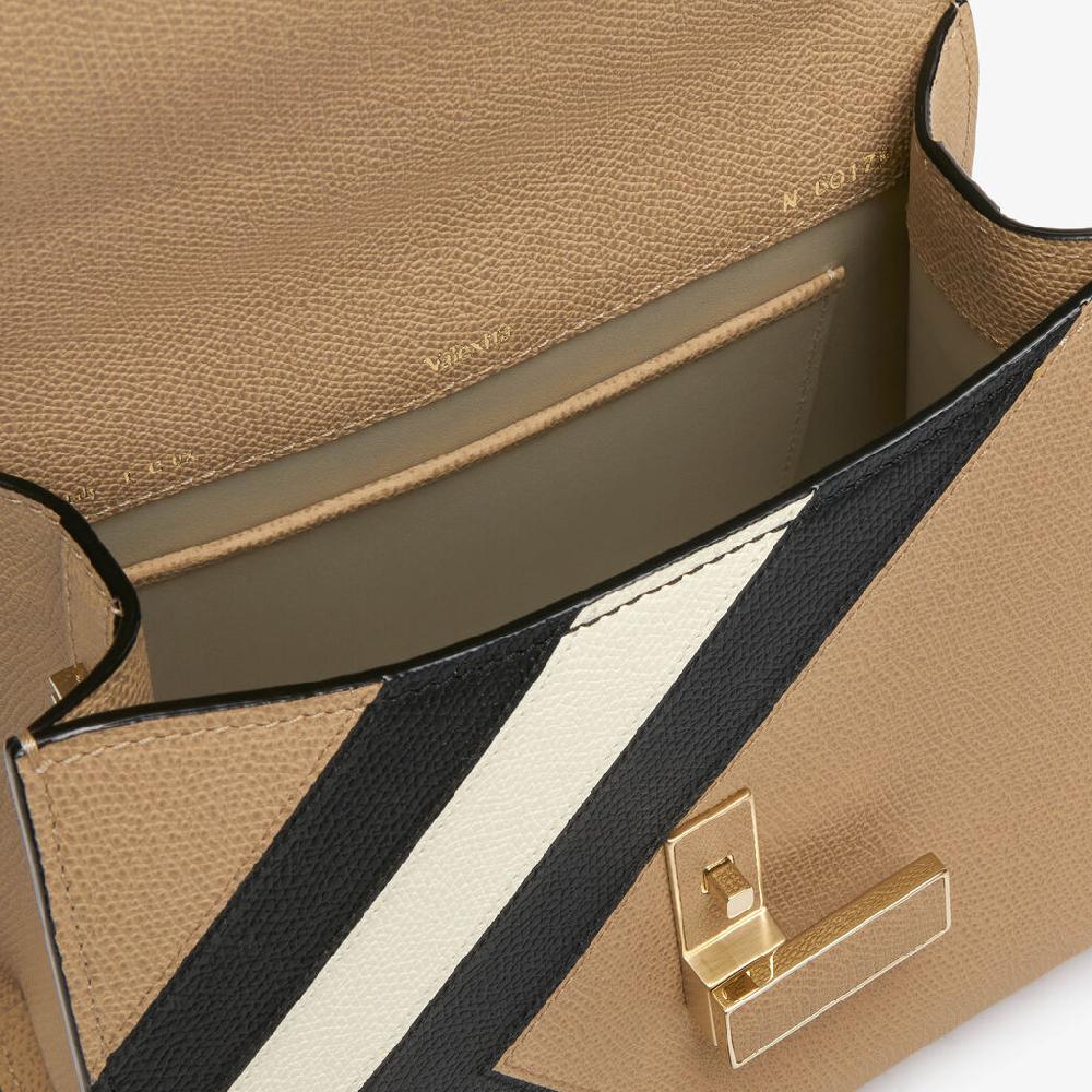 Valextra Borsa a mano da Donna Mini in Pelle Beige e Nera | Valextra Iside In Vendita