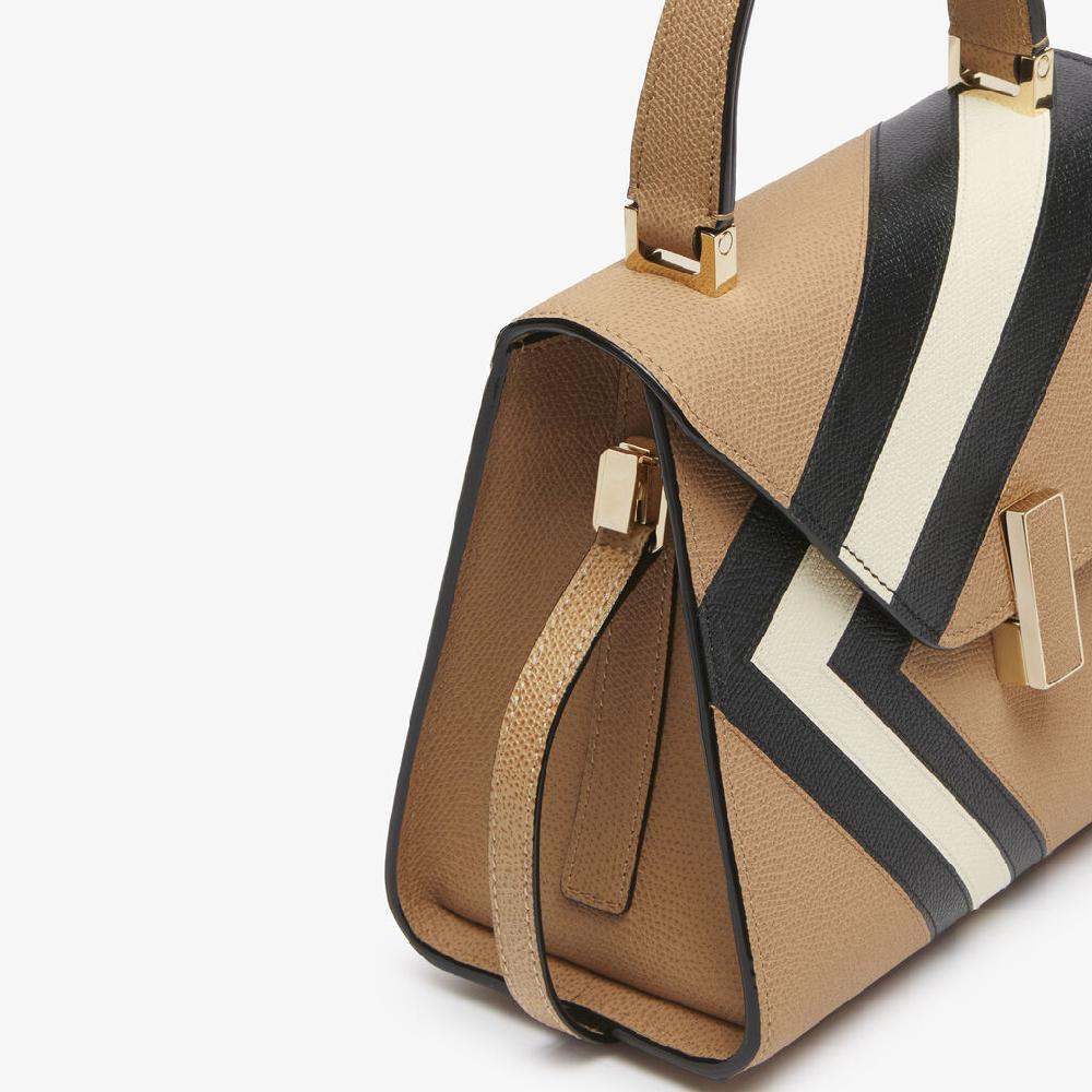 Valextra Borsa a mano da Donna Mini in Pelle Beige e Nera | Valextra Iside In Vendita