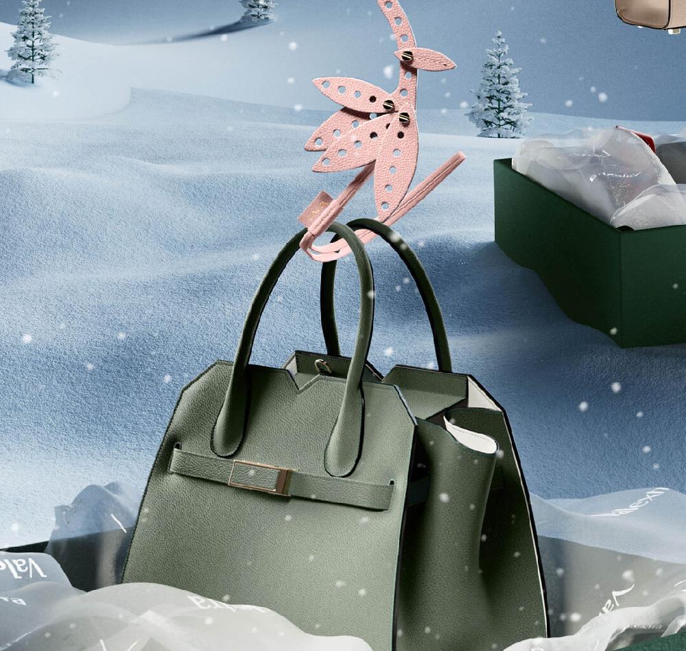 Valextra Borsa a Tracolla Milano Micro | Pelle di vitello Millepunte Soft | Verde Eucalipto | Valextra Vendita Economica