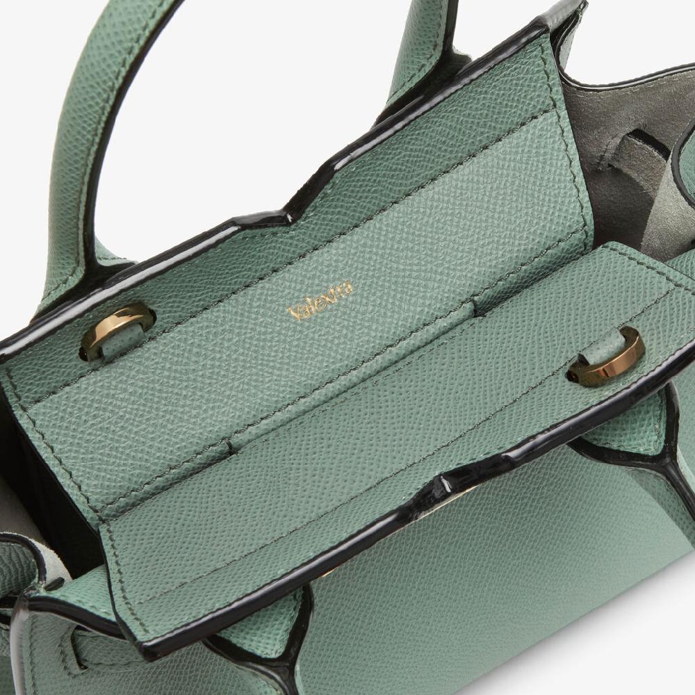 Valextra Borsa a Tracolla Milano Micro | Pelle di vitello Millepunte Soft | Verde Eucalipto | Valextra Vendita Economica