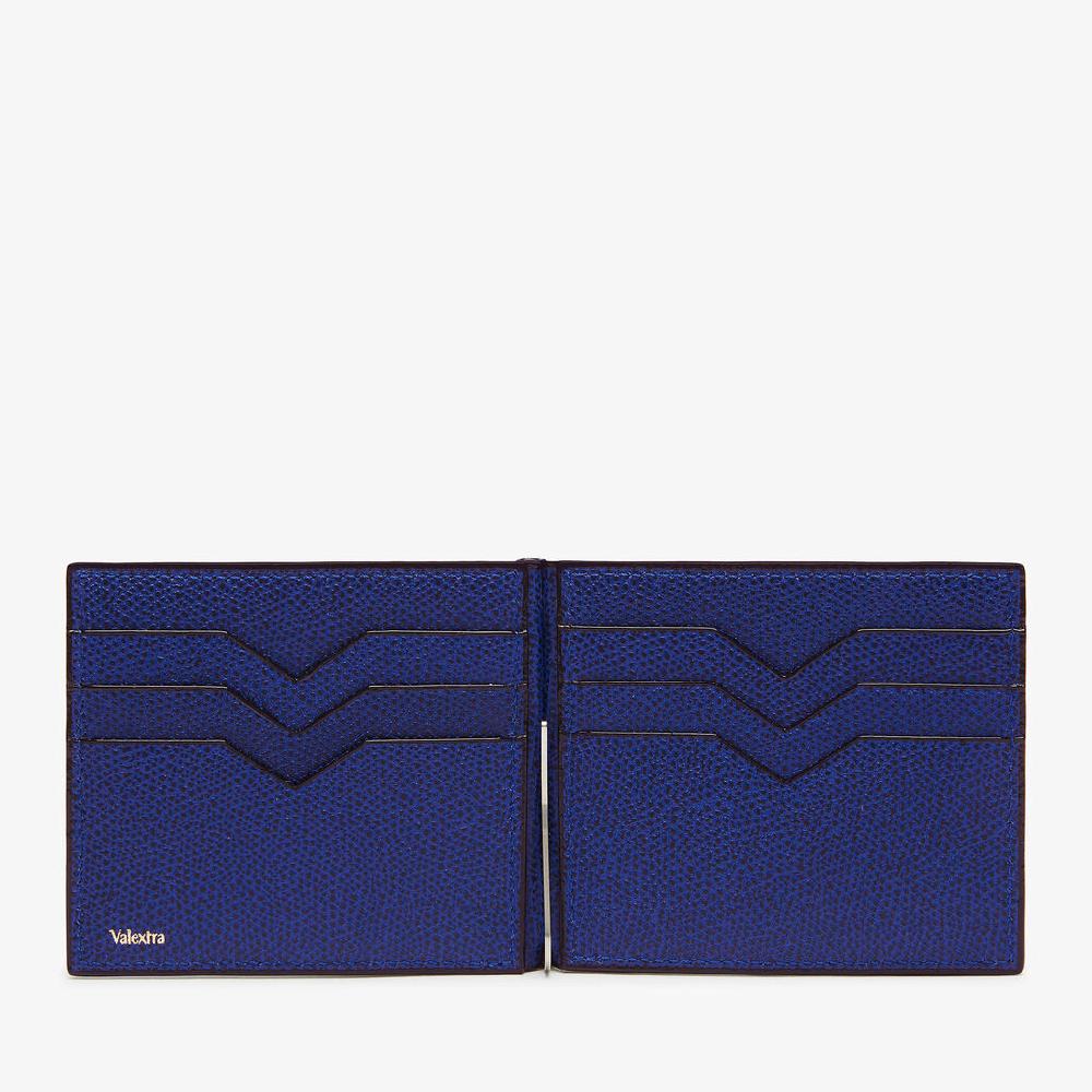 Valextra Portafoglio con fermasoldi in Pelle Blu | Valextra Moda
