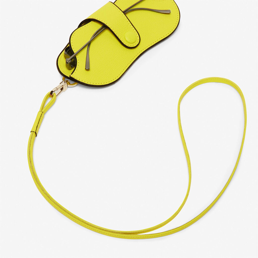 Valextra Custodia occhiali in Pelle Gialla Lime | Valextra Italia