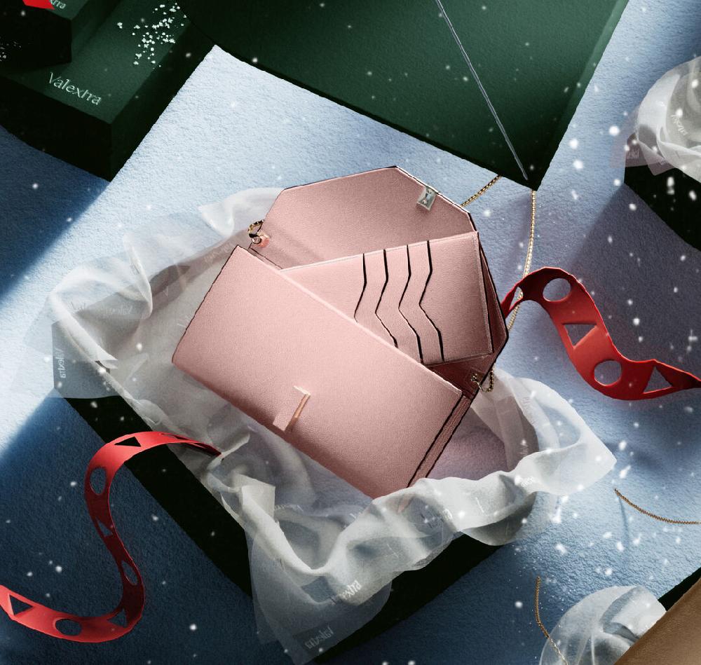 Valextra Portafoglio grande in Pelle Rosa | Valextra Iside Nuovo