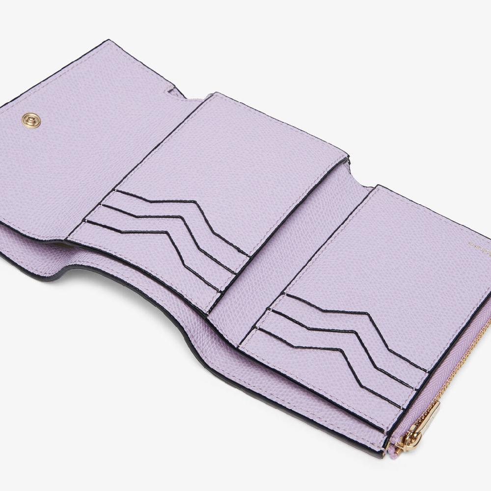 Valextra Portafoglio piccolo da Donna di Lusso in Pelle Lilla | Valextra Pocket Soddisfazione Garantita