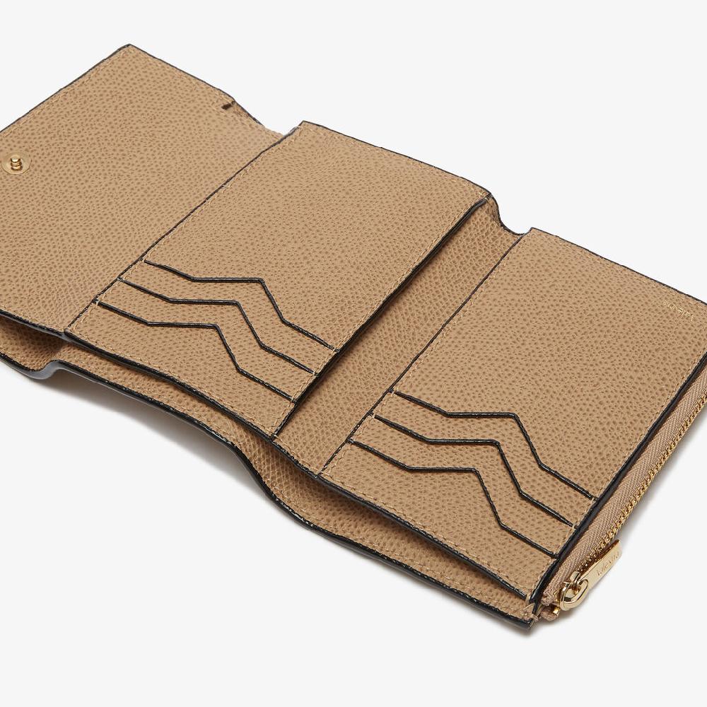 Valextra Portafoglio piccolo di Lusso in Pelle Beige | Valextra Pocket Negozi Online