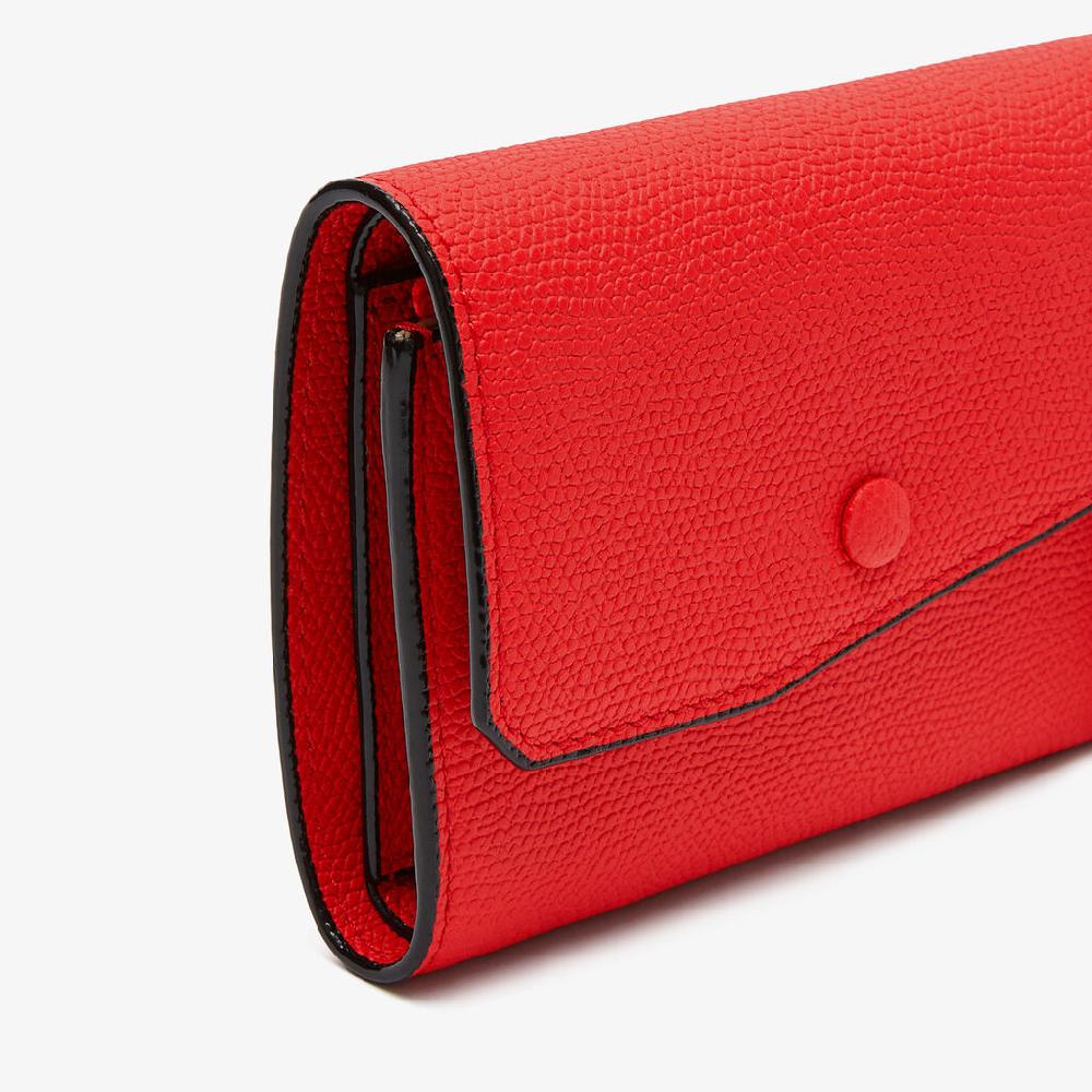 Valextra Portafoglio da Donna in Pelle Rossa cremisi | Valextra Pocket Acquista Ora
