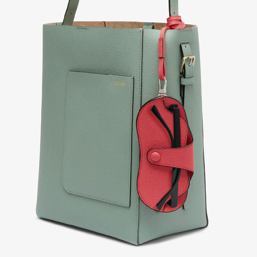 Valextra Porta Occhiali Con Tracolla | Pelle di vitello Millepunte | Rosa Fragola | Valextra Convenienza