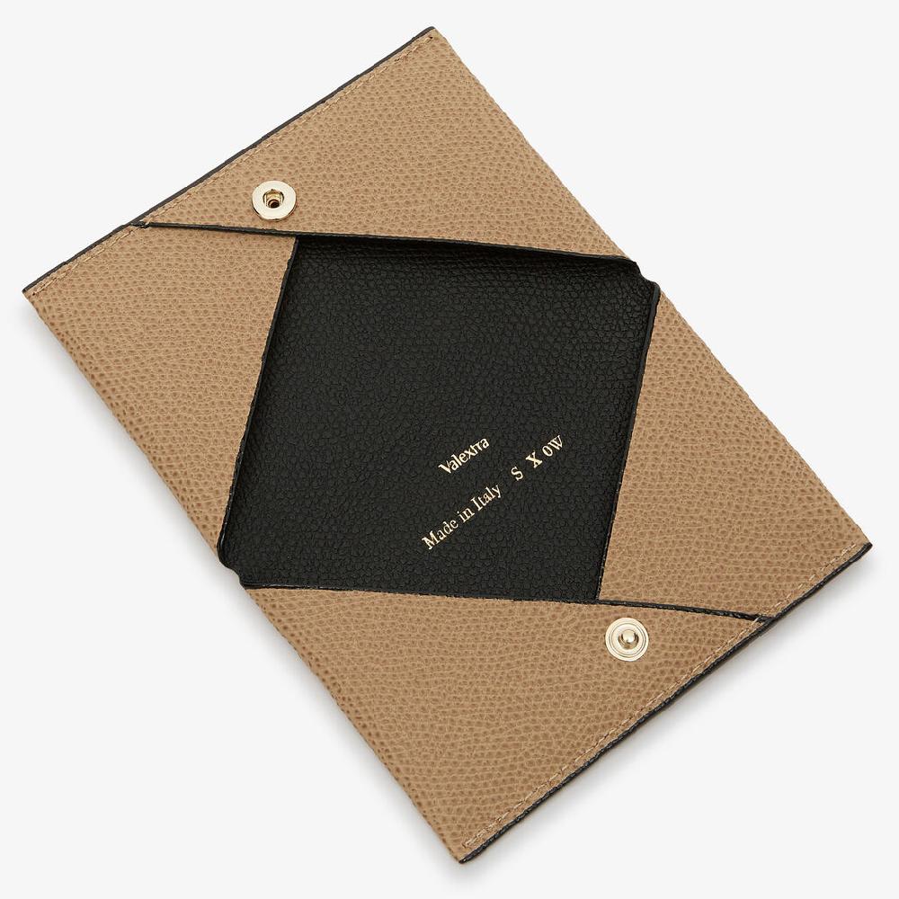 Valextra Porta carte piccolo di Lusso in Pelle Beige e Nera | Valextra Sconto
