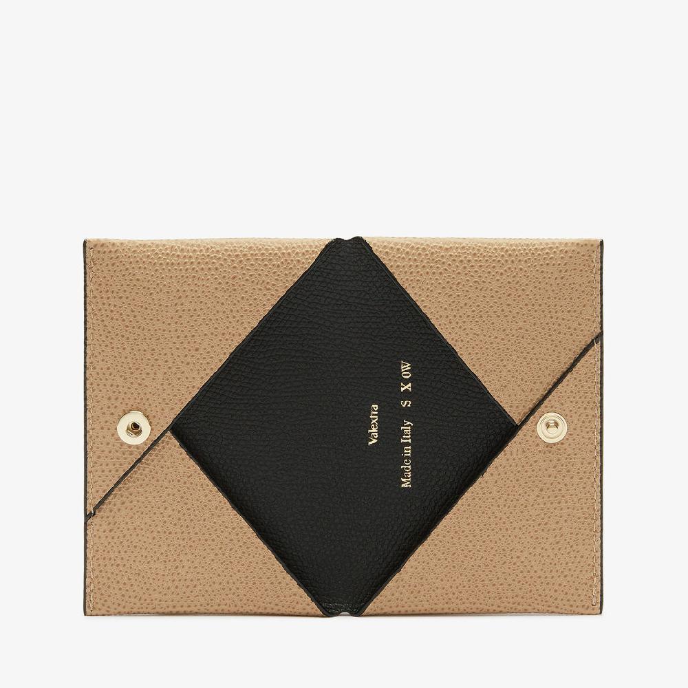 Valextra Porta carte piccolo di Lusso in Pelle Beige e Nera | Valextra Sconto