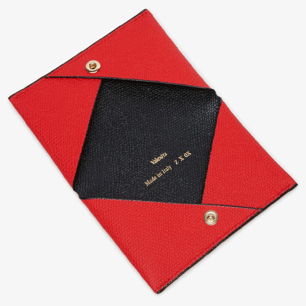 Valextra Porta carte con bottone da Donna in Pelle Rossa e Nera | Valextra Offerta