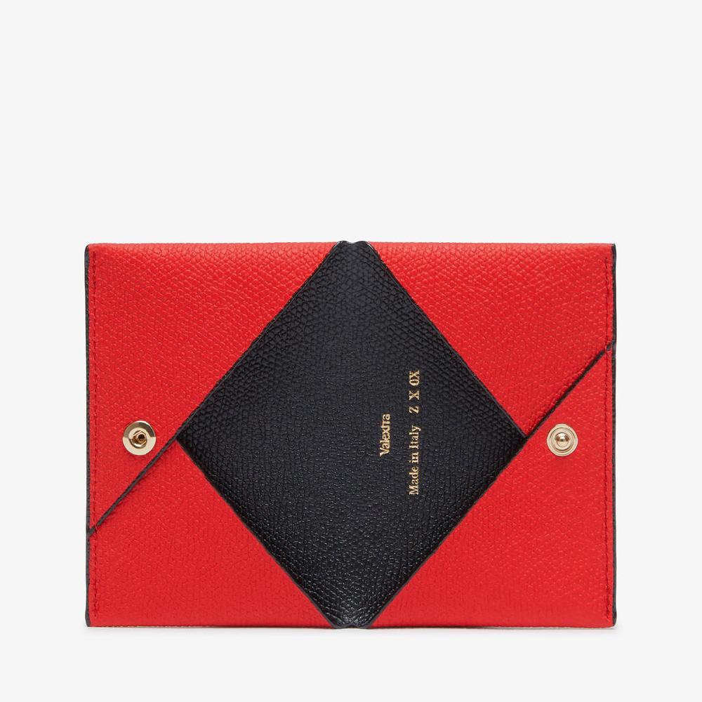 Valextra Porta carte con bottone da Donna in Pelle Rossa e Nera | Valextra Offerta