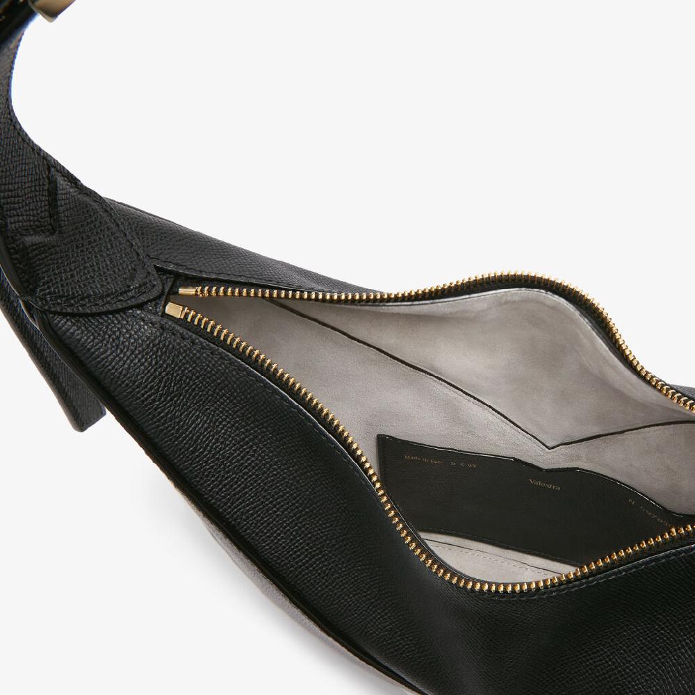 Valextra Borsa Hobo Vivi Mini | Pelle di vitello Millepunte Soft | Nero | Valextra Offerte