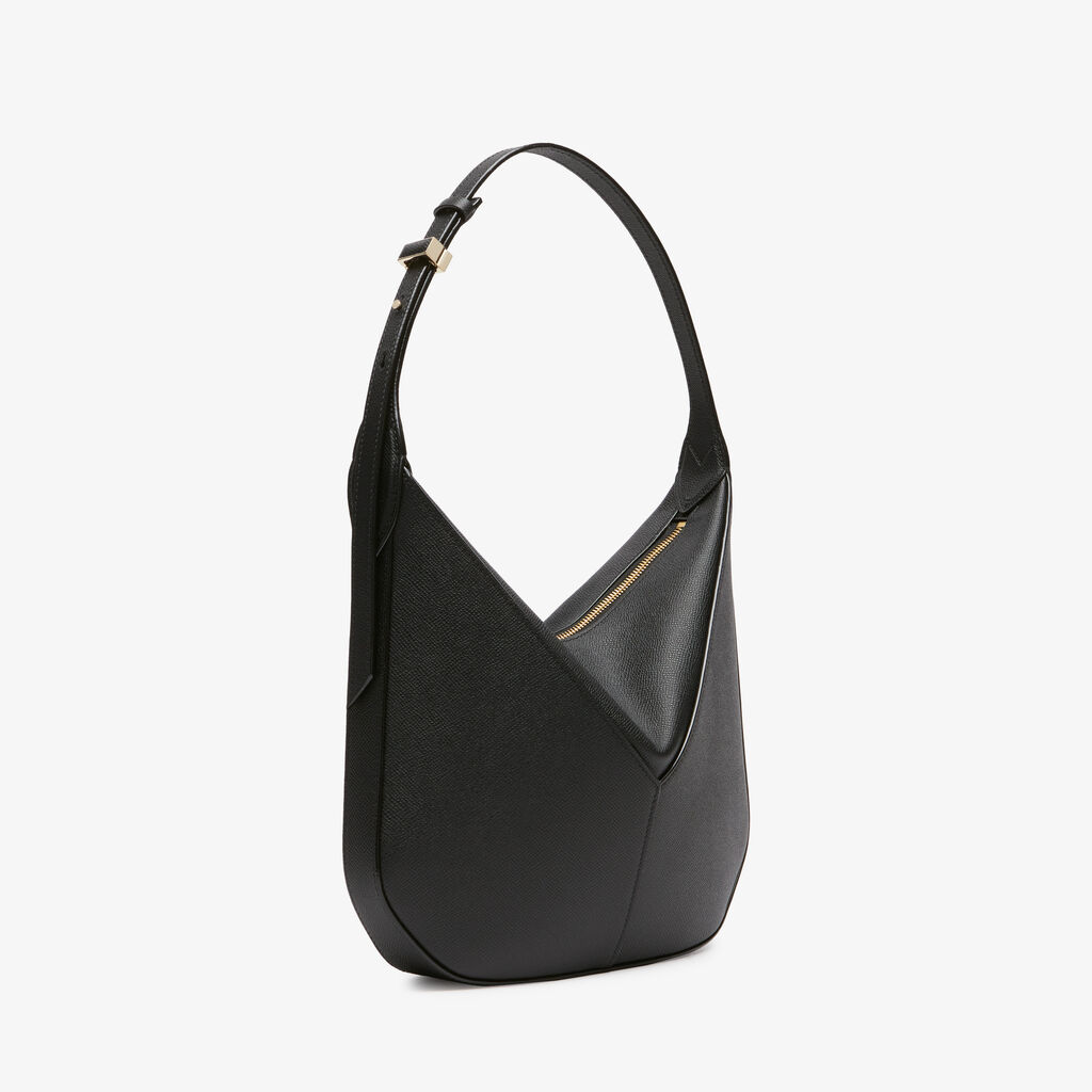 Valextra Borsa Hobo Vivi Mini | Pelle di vitello Millepunte Soft | Nero | Valextra Offerte