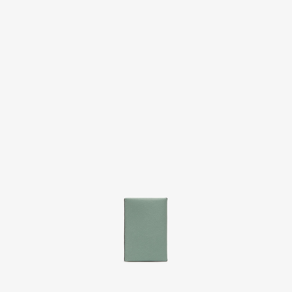 Valextra Porta Carte con Bottone | Pelle di vitello Millepunte | Verde Eucalipto/Nero | Valextra Hotsell