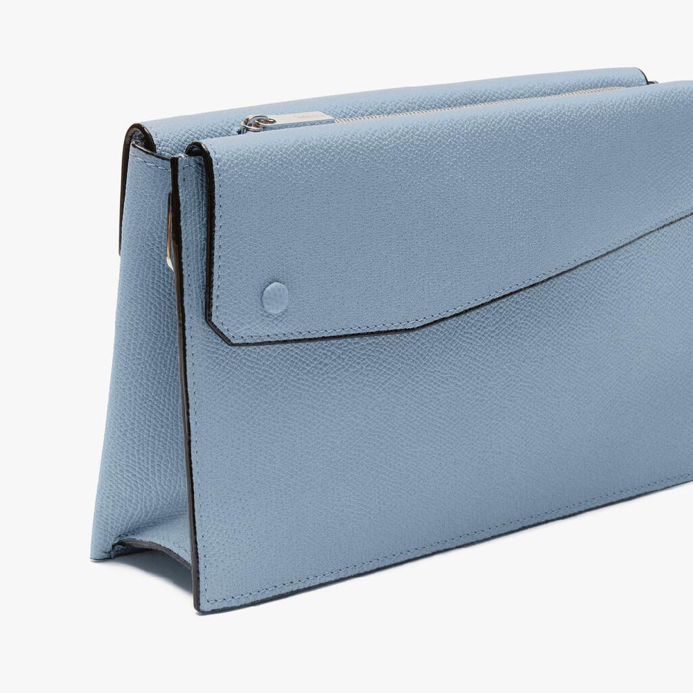 Valextra Borsa a tracolla da Uomo in Pelle Azzurra | Valextra Pocket Vendita Calda