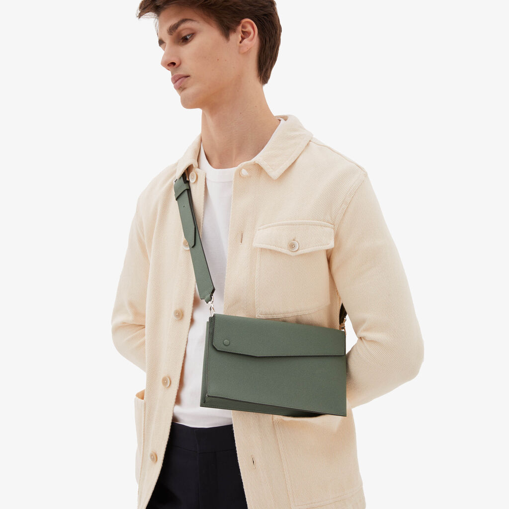 Valextra Borsa a tracolla da Uomo in Pelle Verde | Valextra Pocket Saldi Di Fabbrica