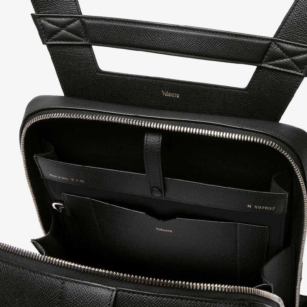 Valextra Zaino V-Line | Pelle di vitello Millepunte Soft | Nero | Valextra In Saldo