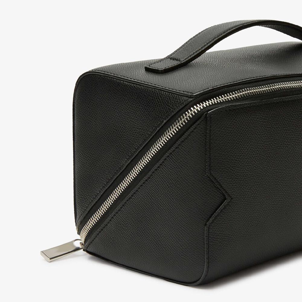 Valextra Beauty case da Uomo di Lusso in Pelle Nera | Valextra V-Line Italia