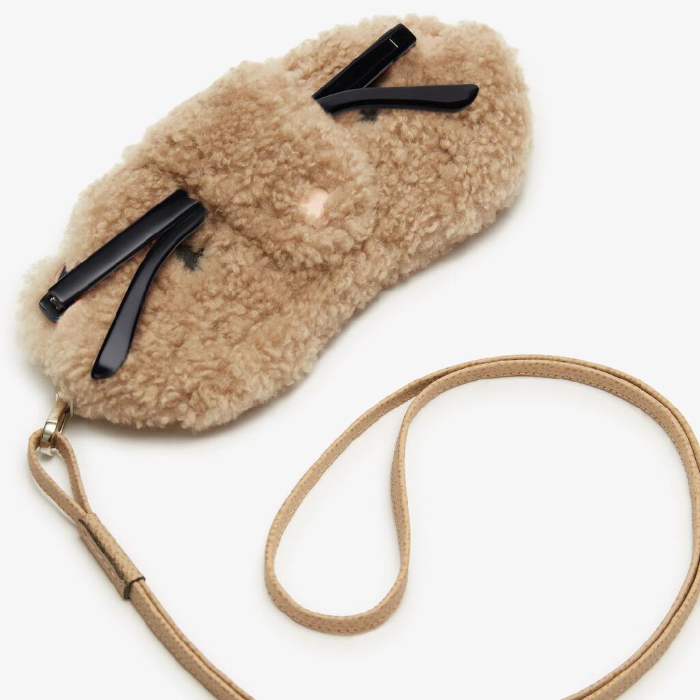 Valextra Custodia per occhiali Orso di Lusso in Shearling Beige In Linea