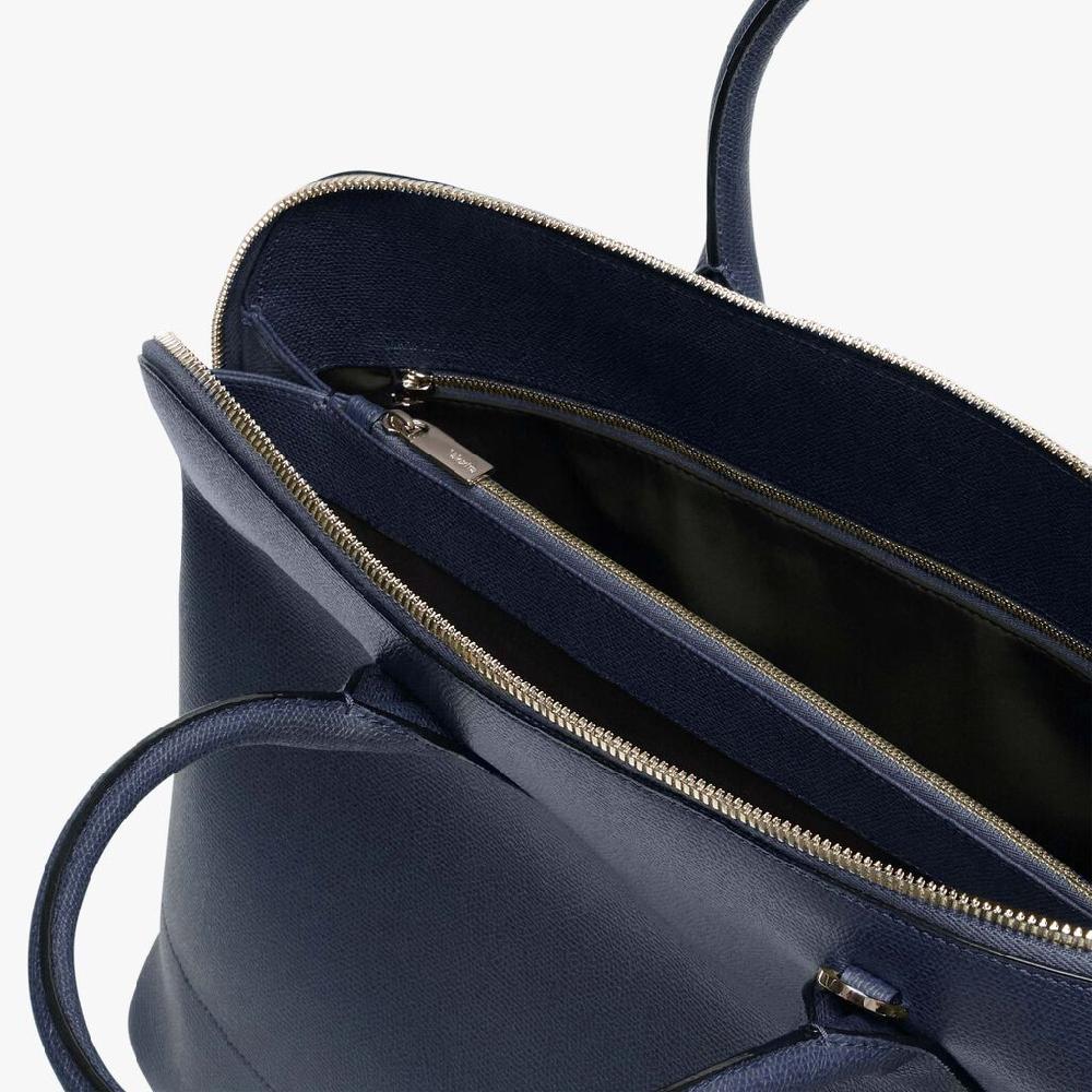 Valextra Borsa tote da ufficio in Pelle Blu | Valextra My Logo Nuovo