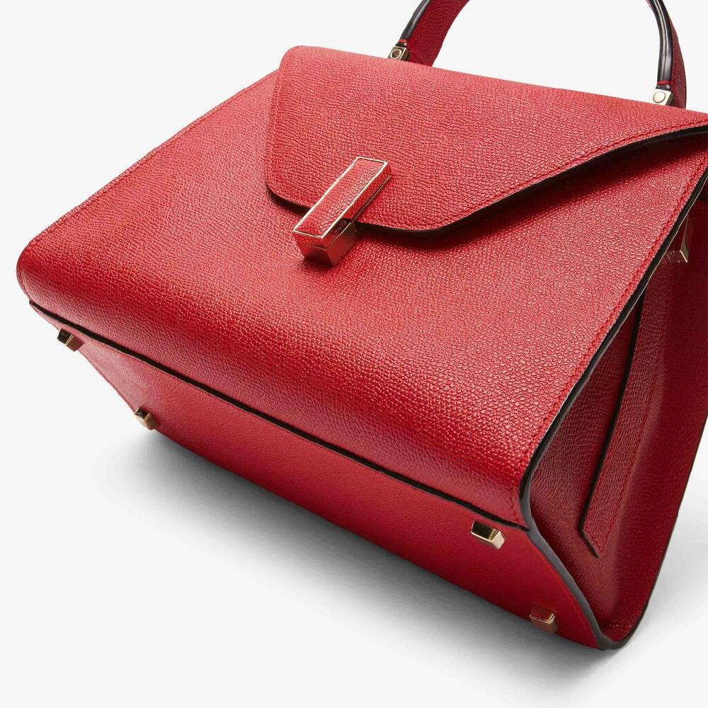 Valextra Valextra Iside: Borsa a mano Media in Pelle Rossa Soddisfazione Garantita