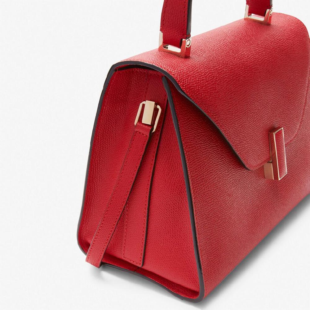 Valextra Valextra Iside: Borsa a mano Media in Pelle Rossa Soddisfazione Garantita