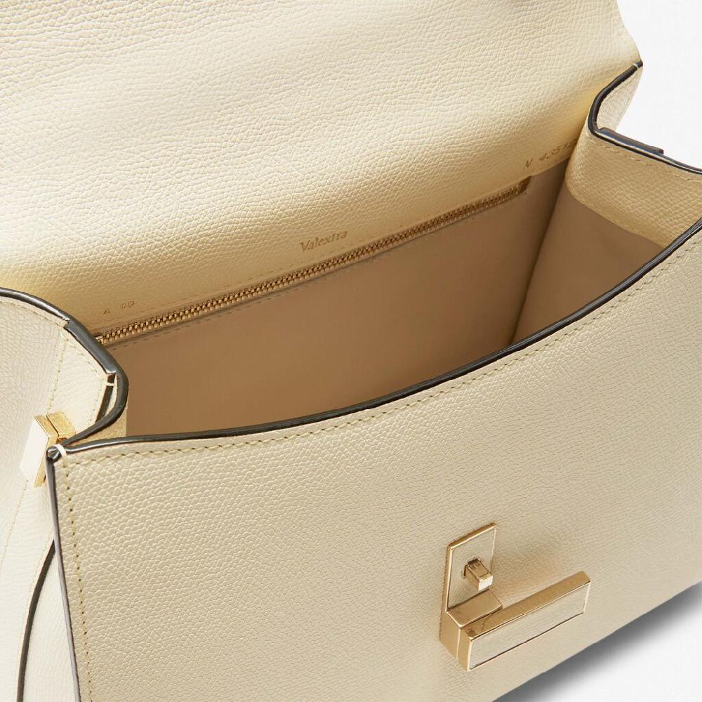 Valextra Valextra Iside: Borsa a mano Media in Pelle Bianca Qualità Garantita