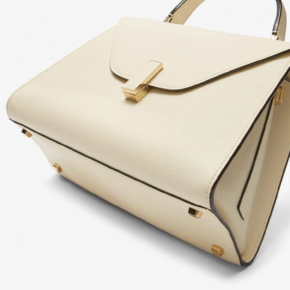 Valextra Valextra Iside: Borsa a mano Media in Pelle Bianca Qualità Garantita