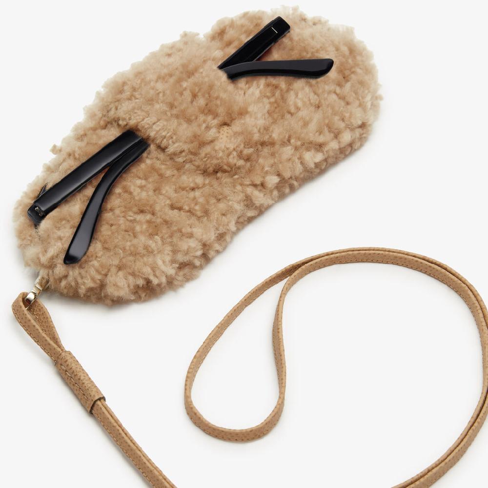 Valextra Custodia porta occhiali di Lusso in Shearling Beige Fino Al -60%
