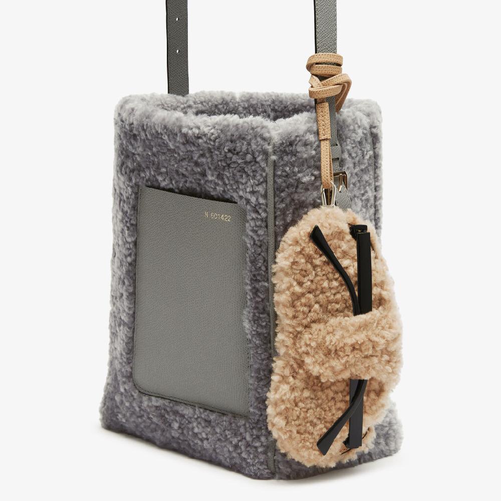 Valextra Custodia porta occhiali di Lusso in Shearling Beige Fino Al -60%