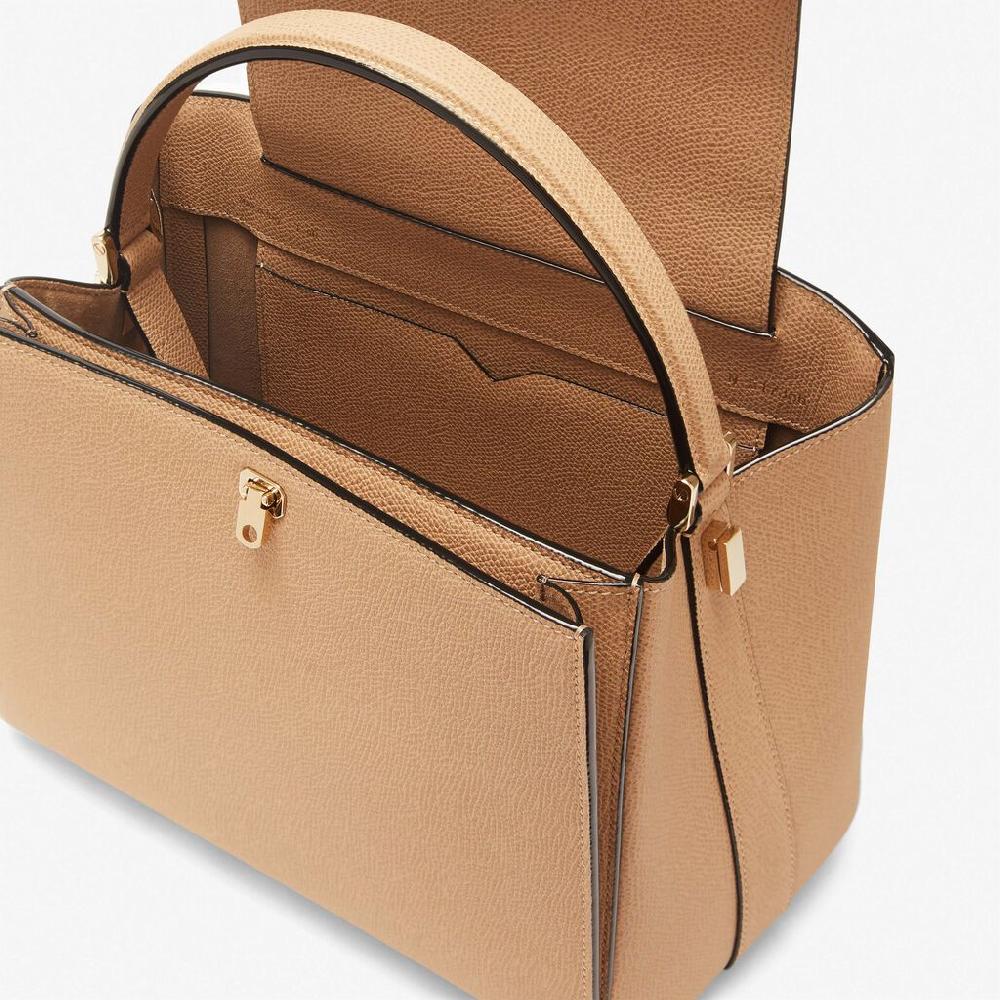 Valextra Borsetta a mano in Pelle Beige con tracolla | Valextra Brera Presa