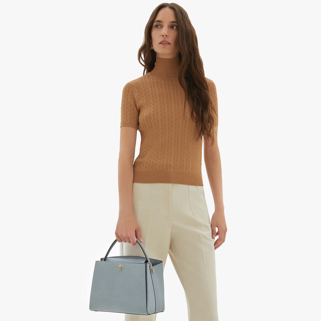 Valextra Valextra Brera: Borsa a mano Media in Pelle Blu Offerta
