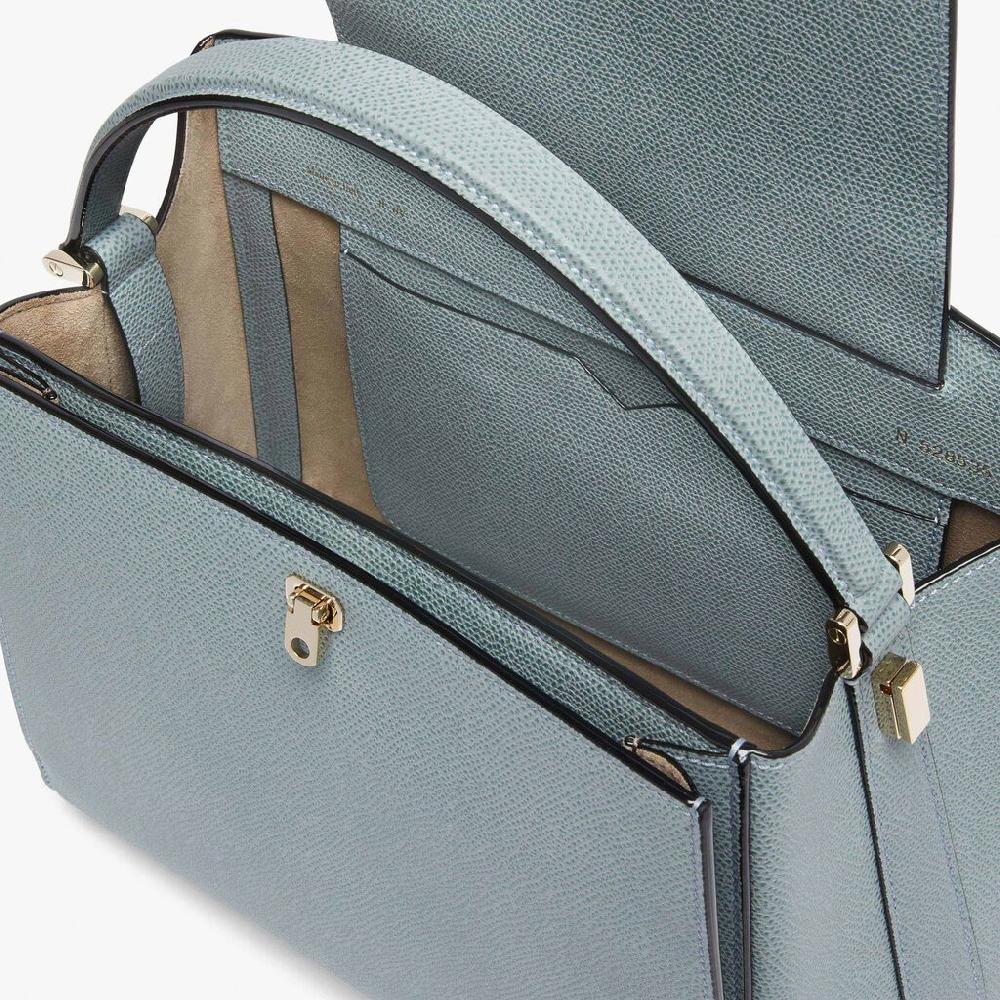 Valextra Valextra Brera: Borsa a mano Media in Pelle Blu Offerta