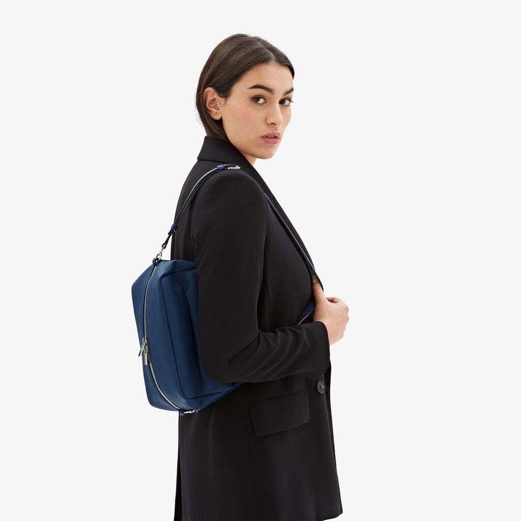 Valextra Borsa a tracolla da Donna di Lusso in Pelle Blu Zaffiro | Valextra 2025