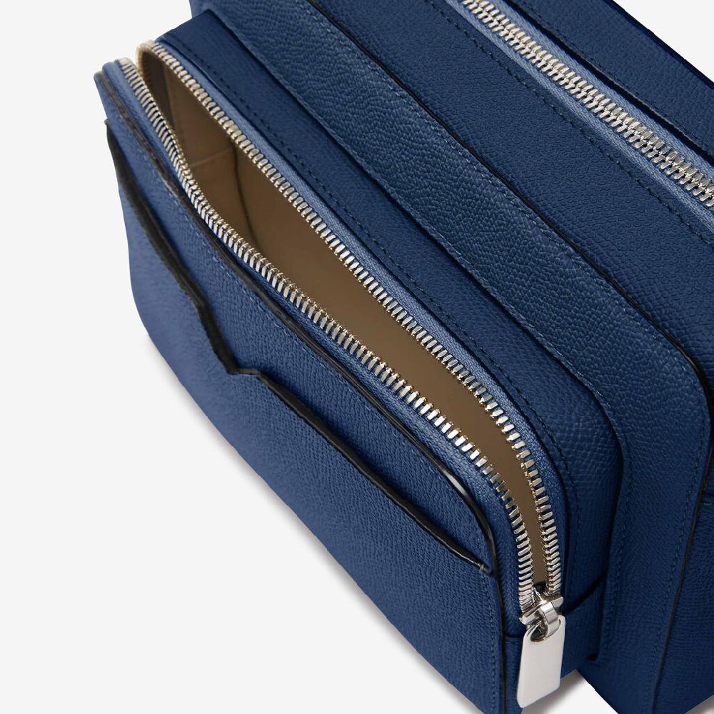 Valextra Borsa reporter da Uomo in Pelle Blu Zaffiro | Valextra V-Line Vendita Economica