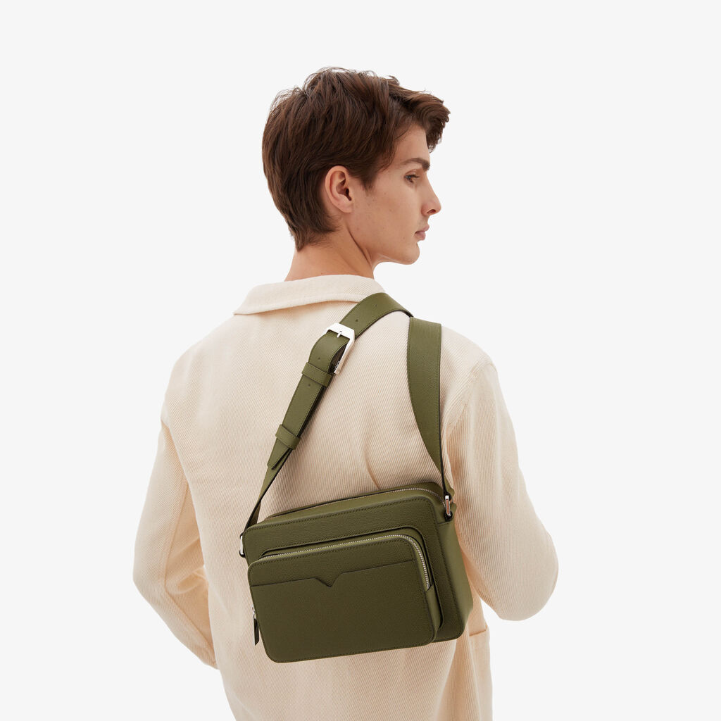 Valextra Borsa a tracolla da Uomo Verde Militare | Valextra V-Line Vendite Flash