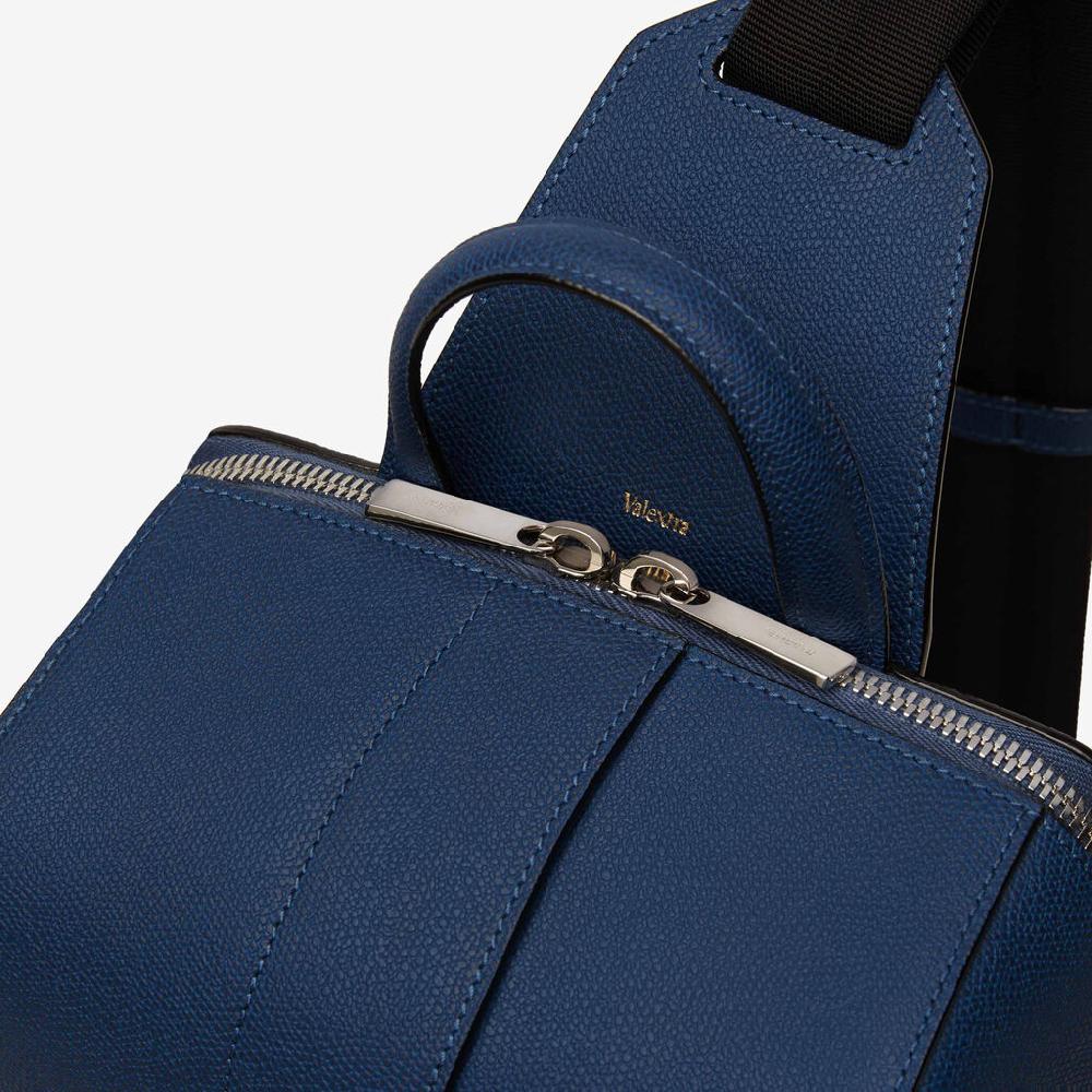 Valextra Zaino monospalla Uomo di Lusso in Pelle Blu | Valextra V-Line Negozio