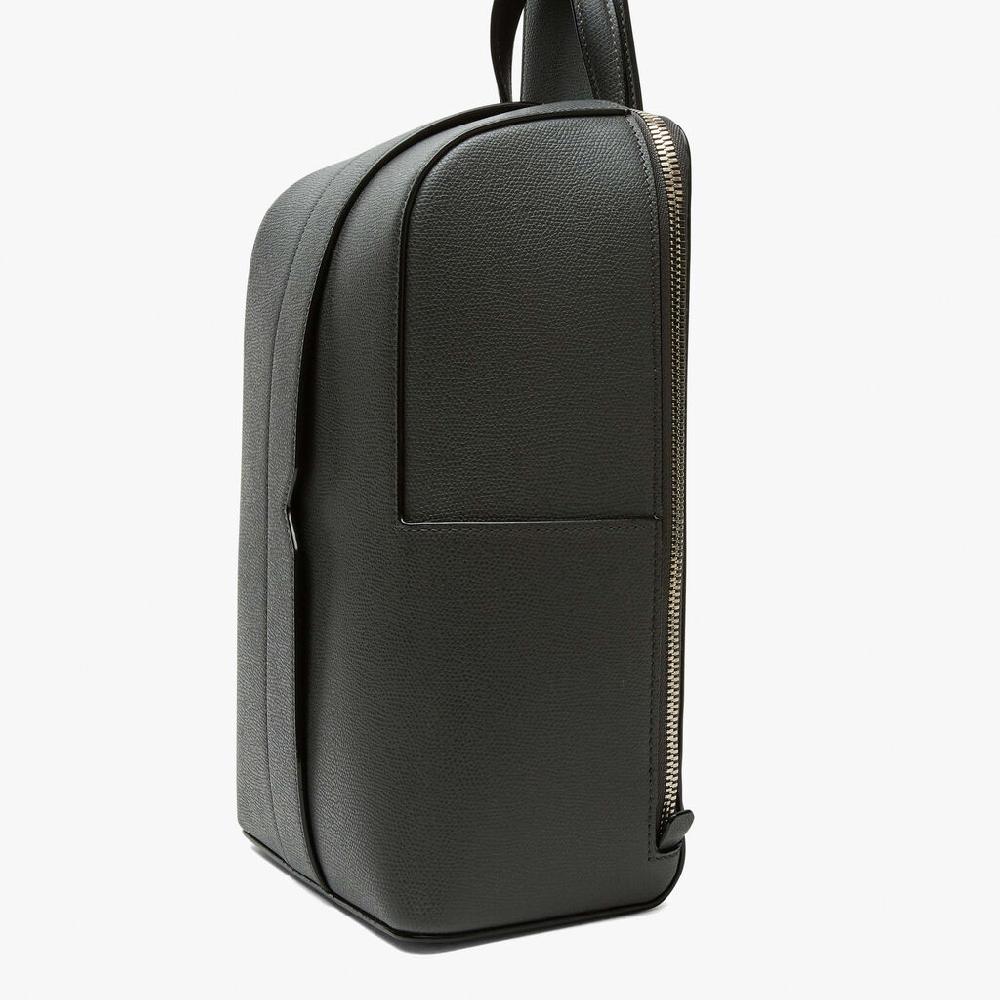 Valextra Zaino monospalla elegante in Pelle Grigia | Valextra V-Line In Saldo