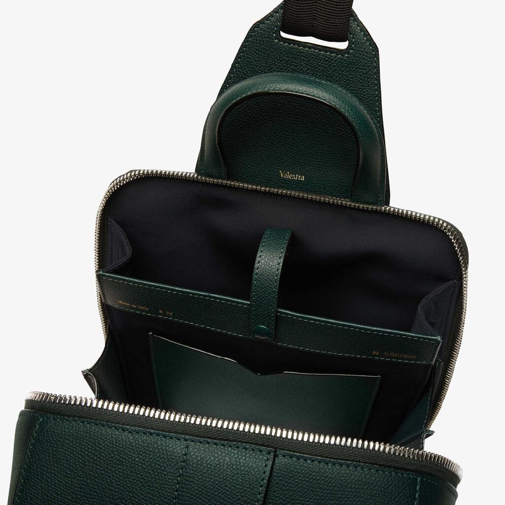 Valextra Zaino monospalla da Uomo in Pelle Verde | Valextra V-Line Moda