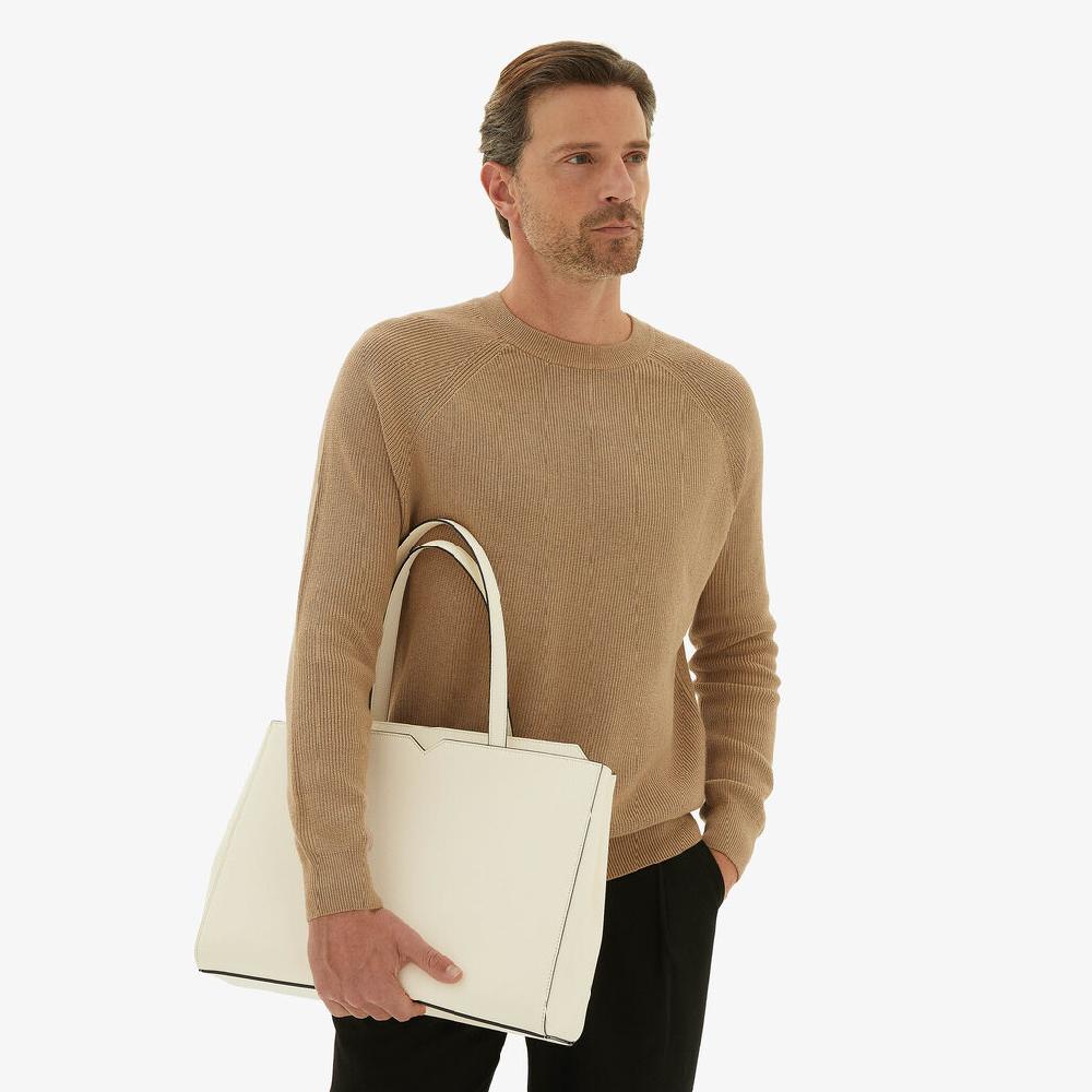 Valextra Shopping bag orizzontale da Uomo in Pelle Bianca | Valextra V-Line 2025