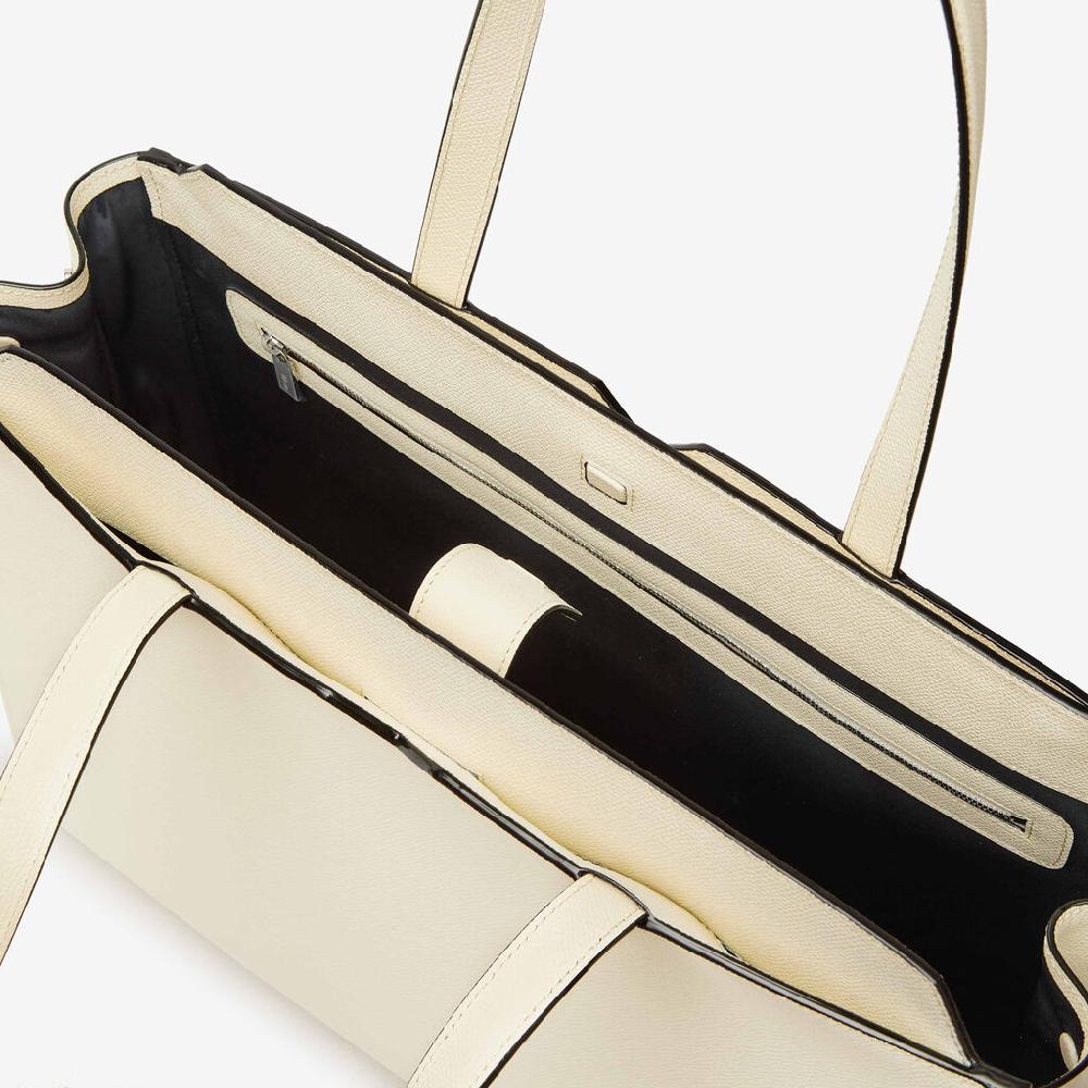 Valextra Shopping bag orizzontale da Uomo in Pelle Bianca | Valextra V-Line 2025