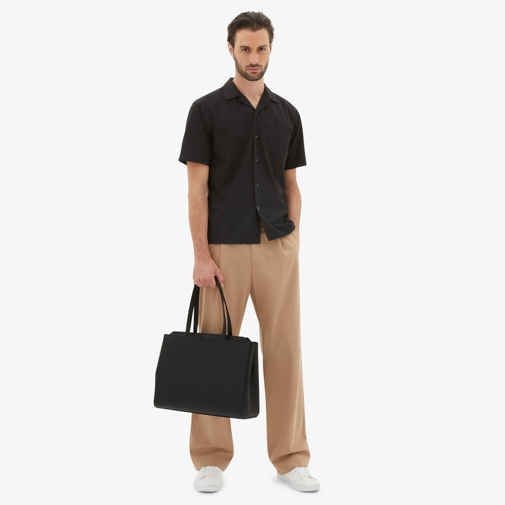 Valextra Shopping bag orizzontale da Uomo in Pelle Nera | Valextra V-Line In Linea