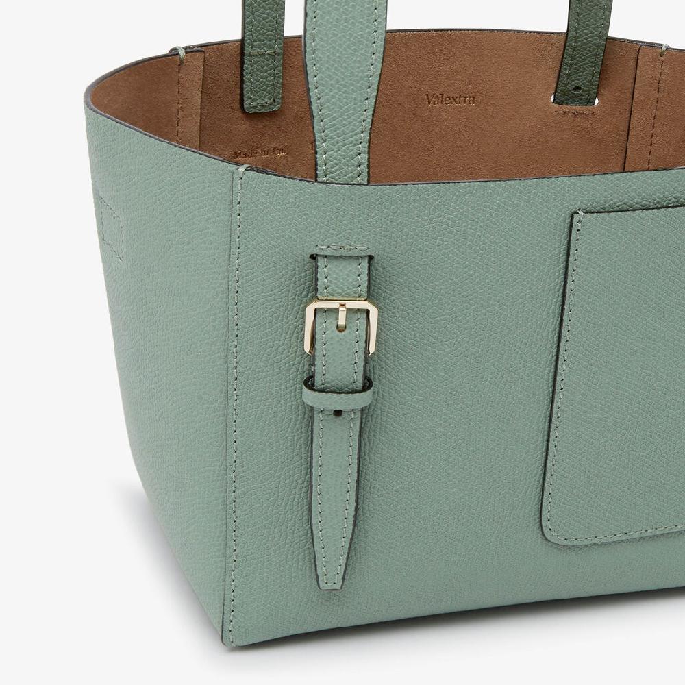 Valextra Borsa a Secchiello Soft Micro | Pelle di vitello Millepunte | Verde Eucalipto | Valextra Novità